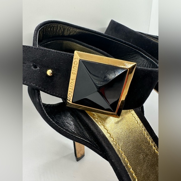 Sold-LOUIS VUITTON Pony Style Open-Toe Black Pumps - Picture 3 of 12